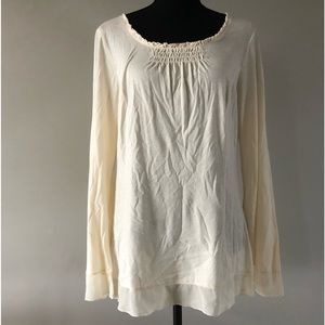 Women’s J. Jill Ivory Cream Long sleeve Silk trim top size L